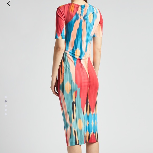 ETRO RED MULTI VISCOSE SHORT SLEEVE DRESS SIZE IT 42 / US 6 - Picture 8 of 17